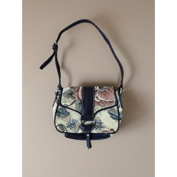 Vintage Y2K NY & Co Mini Tiny Tapestry Purse Floral Mocha Cottagecore - Picture 1 of 11